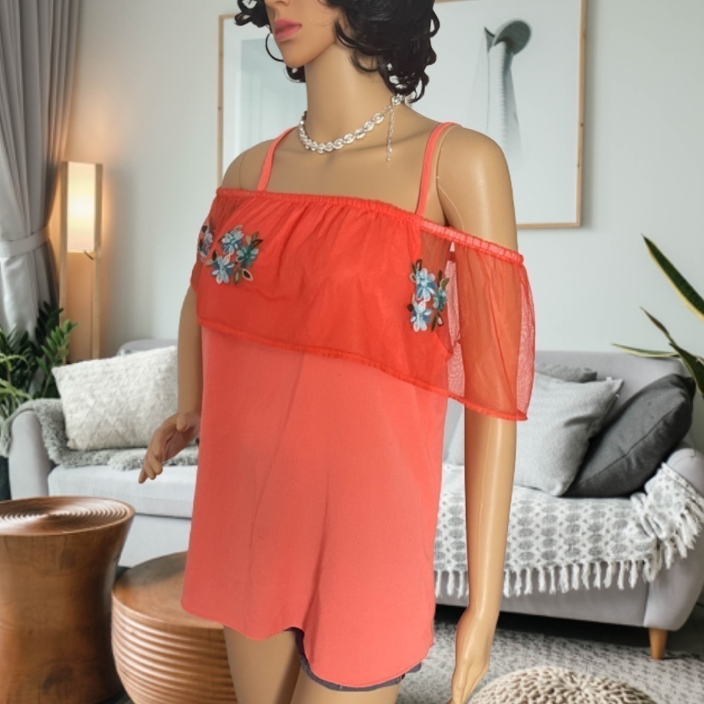 Off the Shoulder Top with Flower Bell Sleeves